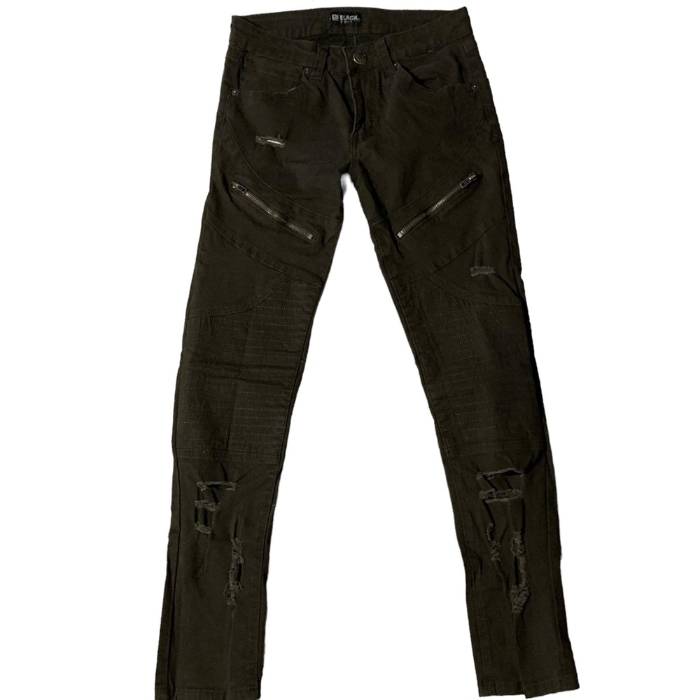 CJ Black Premium Jeans Mens 28x30 Skinny Flex Stretch Zippers Moto Olive Green